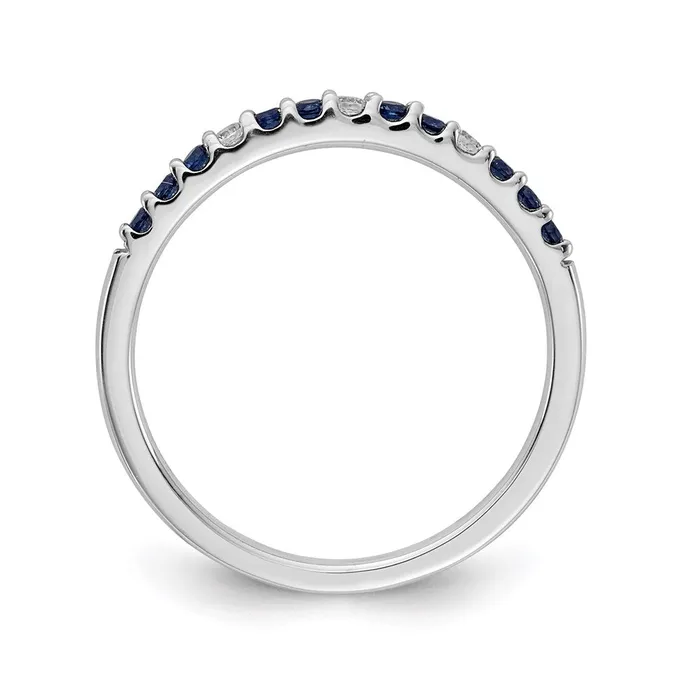 Goldia Rings 14k White Gold Real Diamond and Sapphire Band