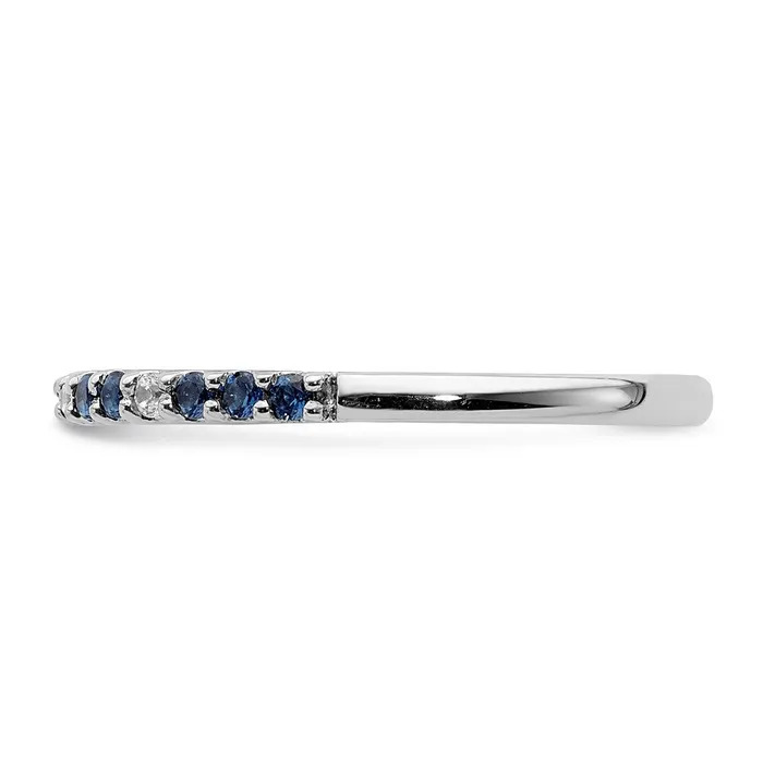 Goldia Rings 14k White Gold Real Diamond and Sapphire Band