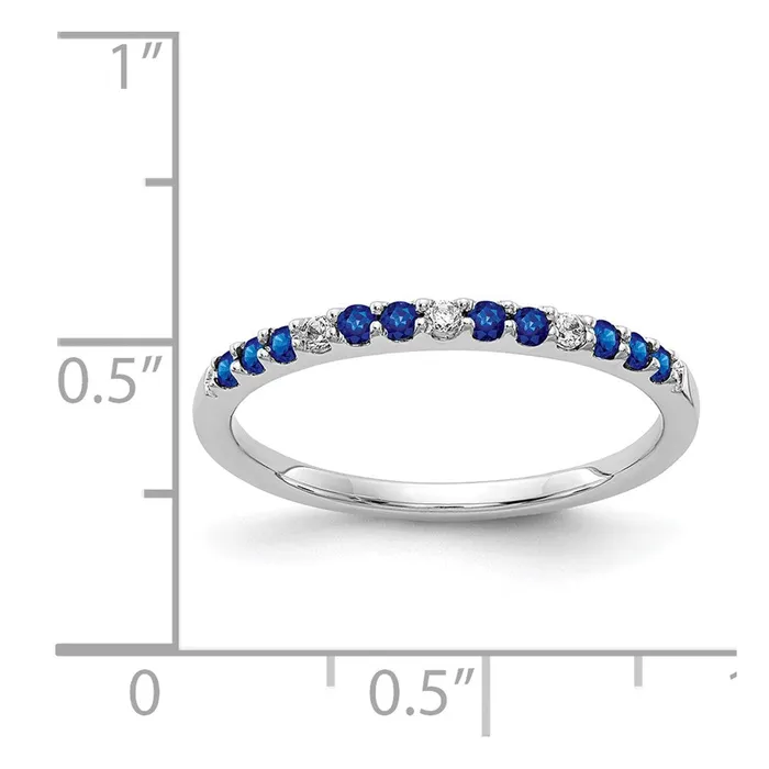 Goldia Rings 14k White Gold Real Diamond and Sapphire Band
