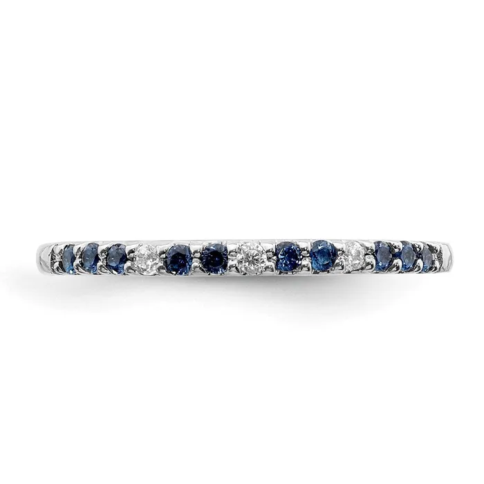 Goldia Rings 14k White Gold Real Diamond and Sapphire Band