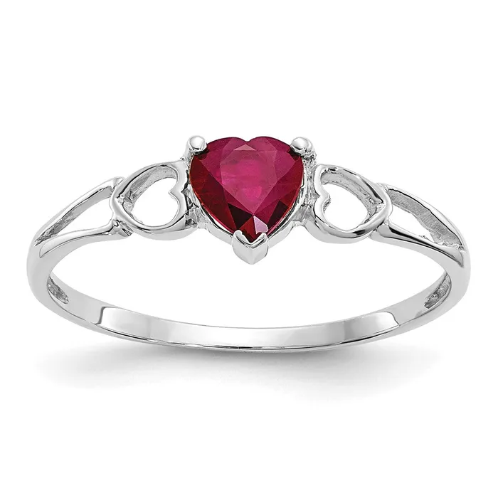 Goldia Rings 14k White Gold Ruby Birthstone Ring