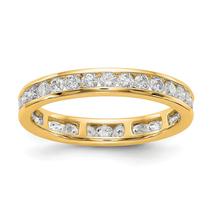 Goldia Rings 14k Yellow Gold 1 Ct Lab Grown Diamond VSSI G Channel Set Eternity Band Ring
