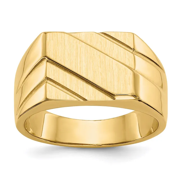 Goldia Rings 14K Yellow Gold 130x110mm Open Back Diagonal Mens Signet Ring Goldia Rings 14K Yellow Gold 130x110mm Open Back Diagonal Mens Signet Ring