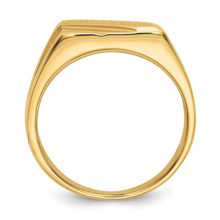 Goldia Rings 14K Yellow Gold 130x110mm Open Back Diagonal Mens Signet Ring