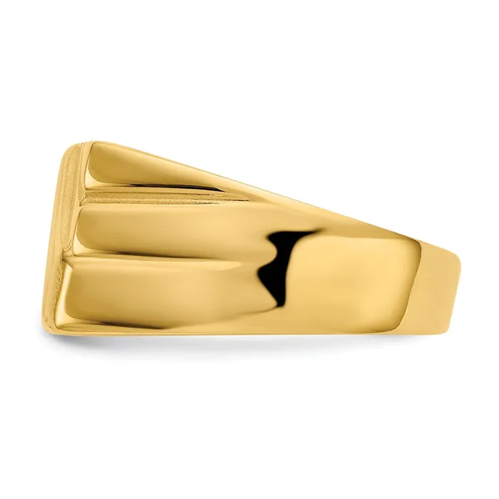 Goldia Rings 14K Yellow Gold 130x110mm Open Back Diagonal Mens Signet Ring