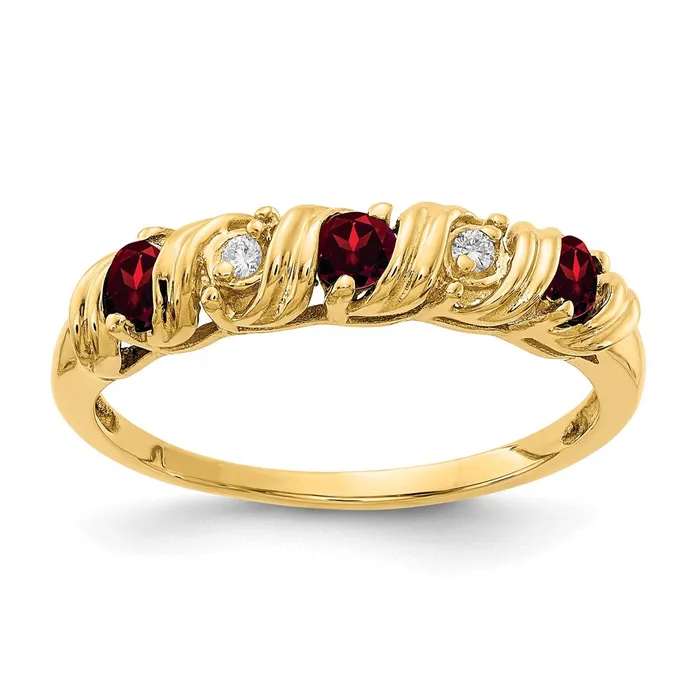 Goldia Rings 14k Yellow Gold 275mm Garnet VS Diamond ring