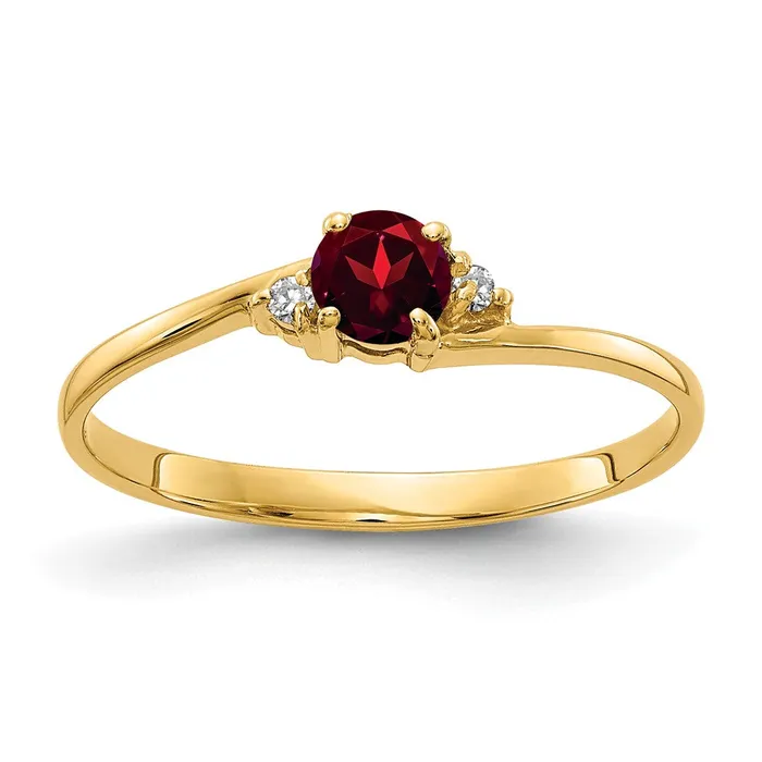 Goldia Rings 14k Yellow Gold 4mm Garnet AAA Diamond ring