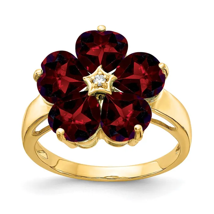 Goldia Rings 14k Yellow Gold 6mm Heart Garnet AA Diamond ring