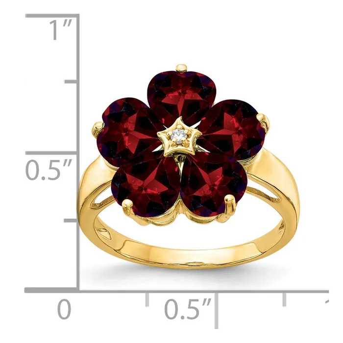Goldia Rings 14k Yellow Gold 6mm Heart Garnet AA Diamond ring