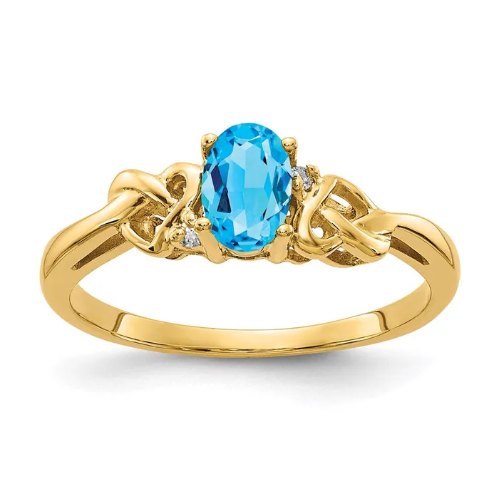 Goldia Rings 14K Yellow Gold 6x4mm Oval Blue Topaz A Real Diamond ring