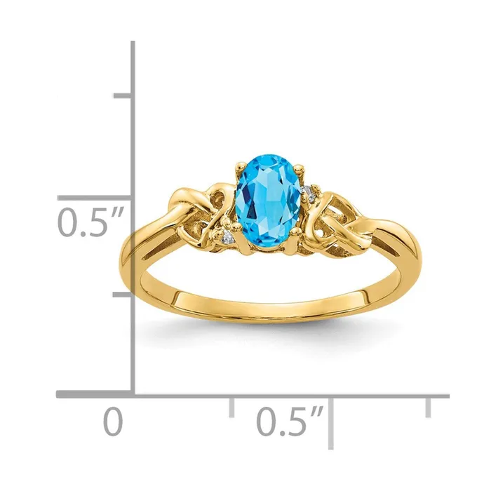 Goldia Rings 14K Yellow Gold 6x4mm Oval Blue Topaz A Real Diamond ring