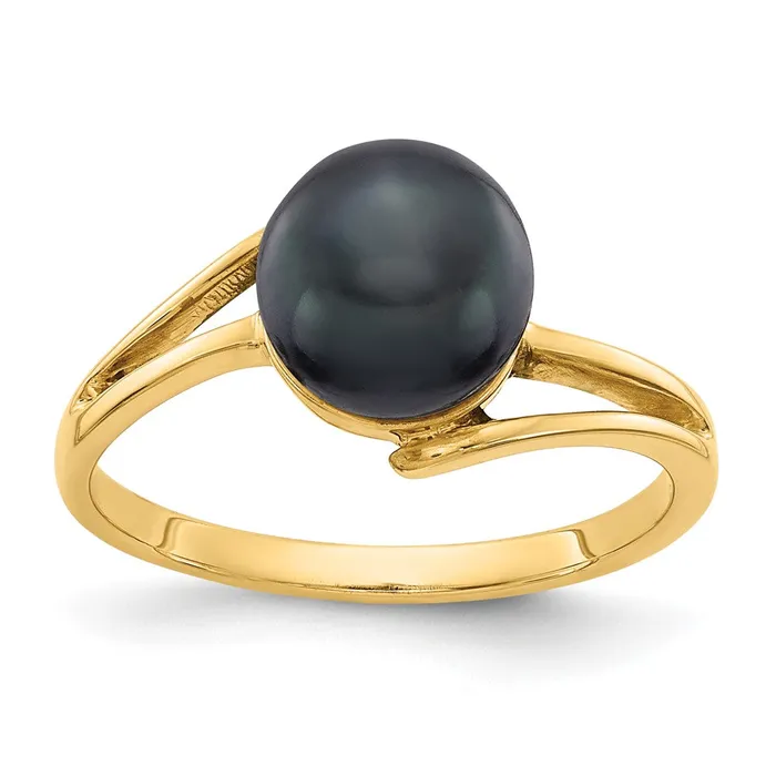 Goldia Rings 14k Yellow Gold 75mm Black FW Cultured Pearl ring