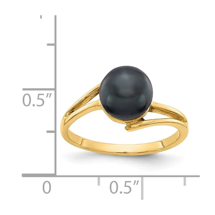 Goldia Rings 14k Yellow Gold 75mm Black FW Cultured Pearl ring
