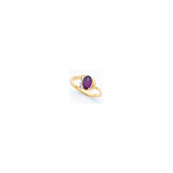 Goldia Rings 14k Yellow Gold 7x5mm Oval Amethyst AAA Diamond ring