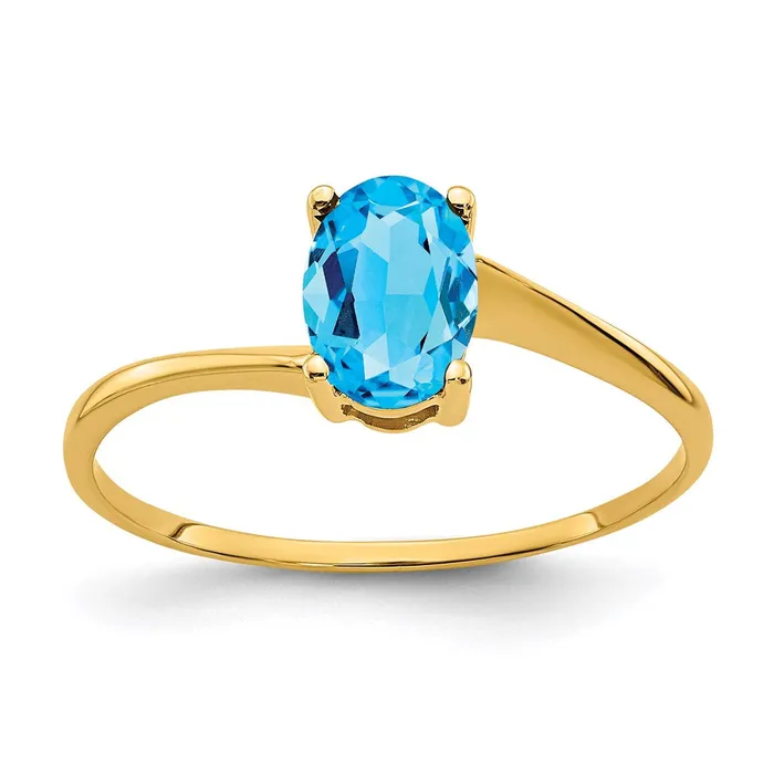 Goldia Rings 14K Yellow Gold 7x5mm Oval Blue Topaz ring