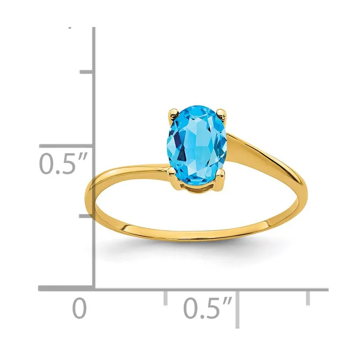 Goldia Rings 14K Yellow Gold 7x5mm Oval Blue Topaz ring