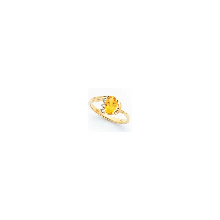 Goldia Rings 14k Yellow Gold 7x5mm Oval Citrine AA Diamond ring