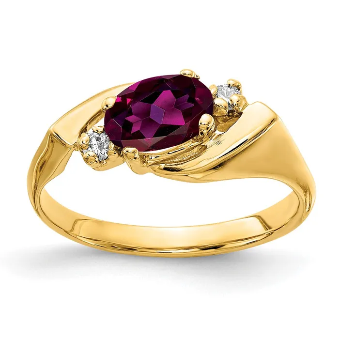 Goldia Rings 14k Yellow Gold 7x5mm Oval Rhodolite Garnet AA Diamond ring Goldia Rings 14k Yellow Gold 7x5mm Oval Rhodolite Garnet AA Diamond ring