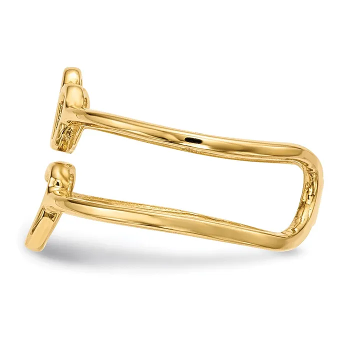 Goldia Rings 14K Yellow Gold Crown and Heart Double Shank Ring