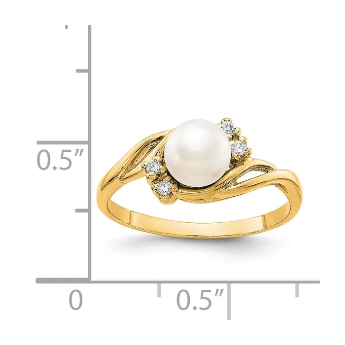 Goldia Rings 14k Yellow Gold Gold 6mm FW Cultured Pearl VS Diamond ring