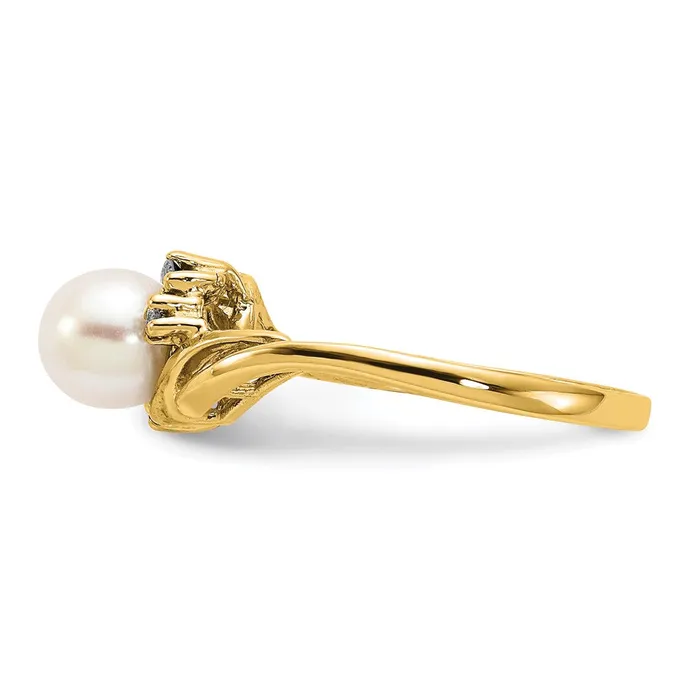 Goldia Rings 14k Yellow Gold Gold 6mm FW Cultured Pearl VS Diamond ring