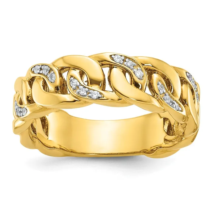 Goldia Rings 14k Yellow Gold Mens Link Design 18 carat Diamond Complete Ring Goldia Rings 14k Yellow Gold Mens Link Design 18 carat Diamond Complete Ring