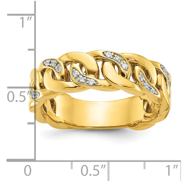 Goldia Rings 14k Yellow Gold Mens Link Design 18 carat Diamond Complete Ring