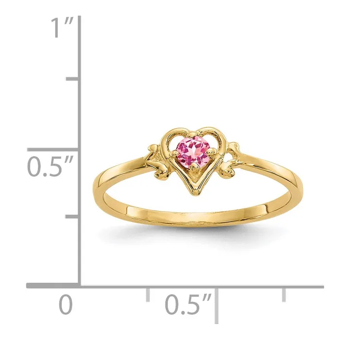 Goldia Rings 14k Yellow Gold Pink Tourmaline Birthstone Heart Ring