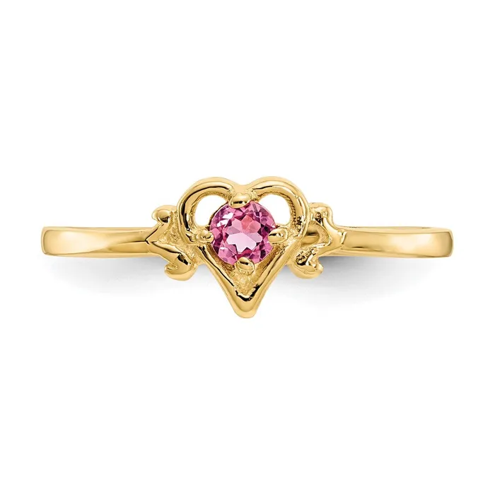 Goldia Rings 14k Yellow Gold Pink Tourmaline Birthstone Heart Ring