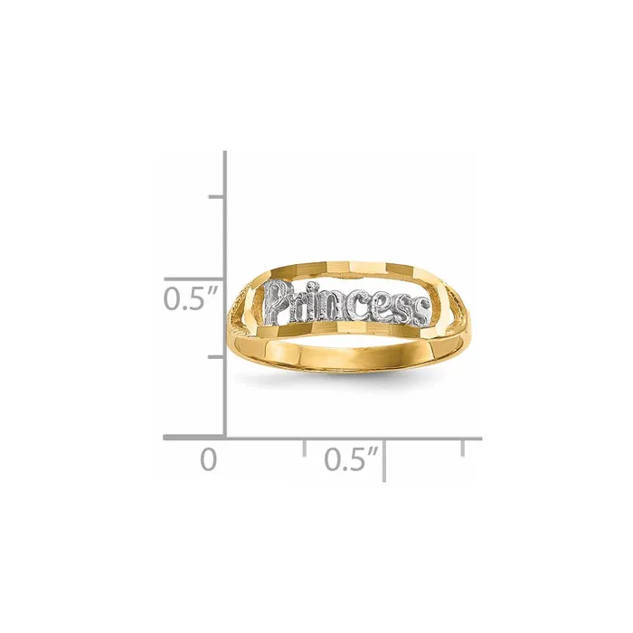 Goldia Rings 14k Yellow Gold wRhodium Diamondcut PRINCESS Ring