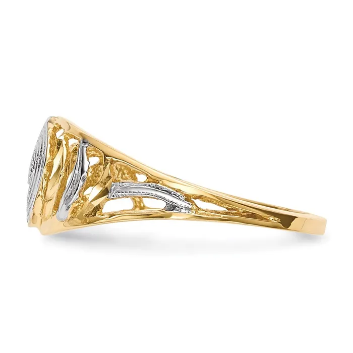 Goldia Rings 14k Yellow Gold wWhite Rhodium Polished u0026 DC Swirls Ring