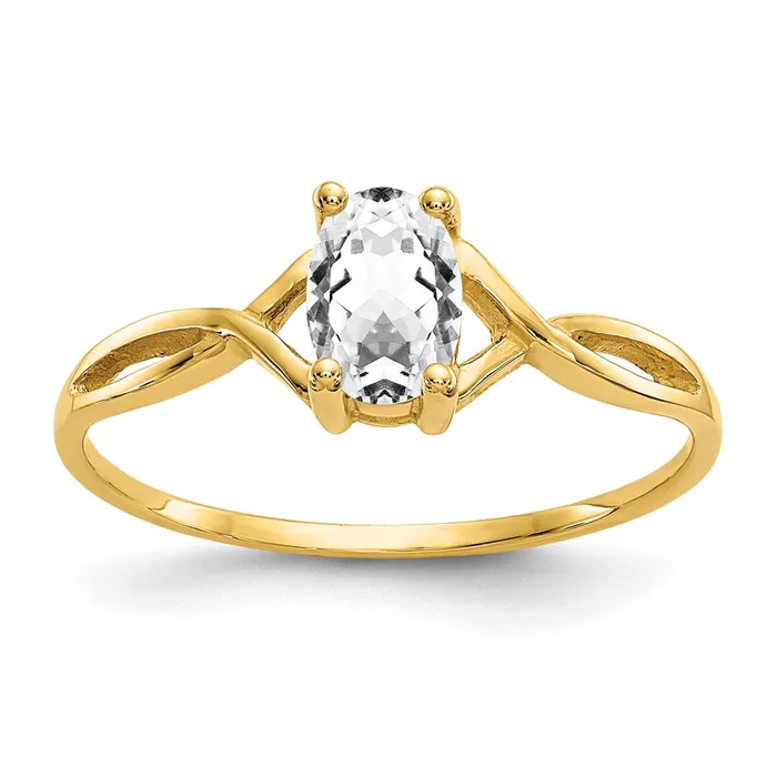 Goldia Rings 14K Yellow Gold White Topaz Birthstone Ring