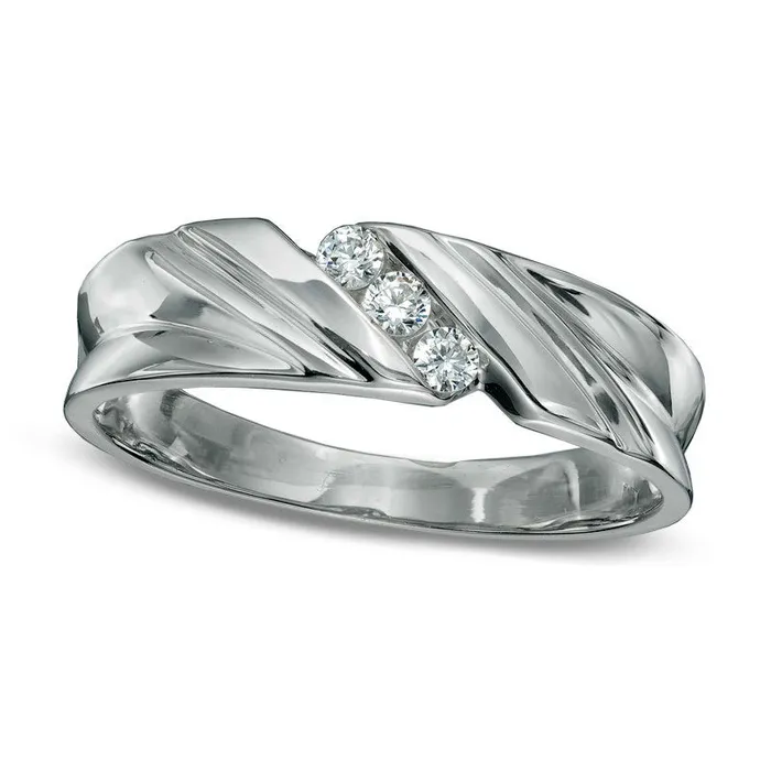 Goldia Rings Mens 017 CT TW Natural Diamond Slant Ring in Solid 10K White Gold Goldia Rings Mens 017 CT TW Natural Diamond Slant Ring in Solid 10K White Gold