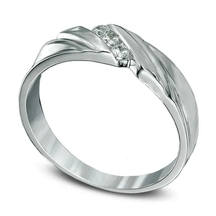 Goldia Rings Mens 017 CT TW Natural Diamond Slant Ring in Solid 10K White Gold Goldia Rings Mens 017 CT TW Natural Diamond Slant Ring in Solid 10K White Gold