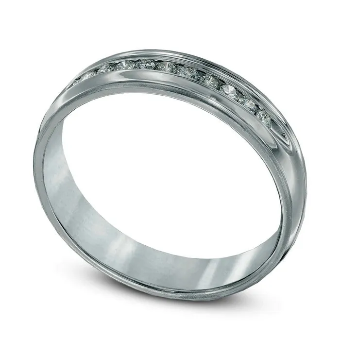 Goldia Rings Mens 025 CT TW Natural Diamond Comfort Fit Wedding Band in Solid 14K White Gold Goldia Rings Mens 025 CT TW Natural Diamond Comfort Fit Wedding Band in Solid 14K White Gold