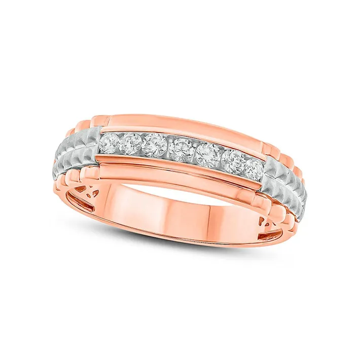 Goldia Rings Mens 033 CT TW Natural Diamond Ribbed Shank Wedding Band in Solid 10K TwoTone Gold Goldia Rings Mens 033 CT TW Natural Diamond Ribbed Shank Wedding Band in Solid 10K TwoTone Gold
