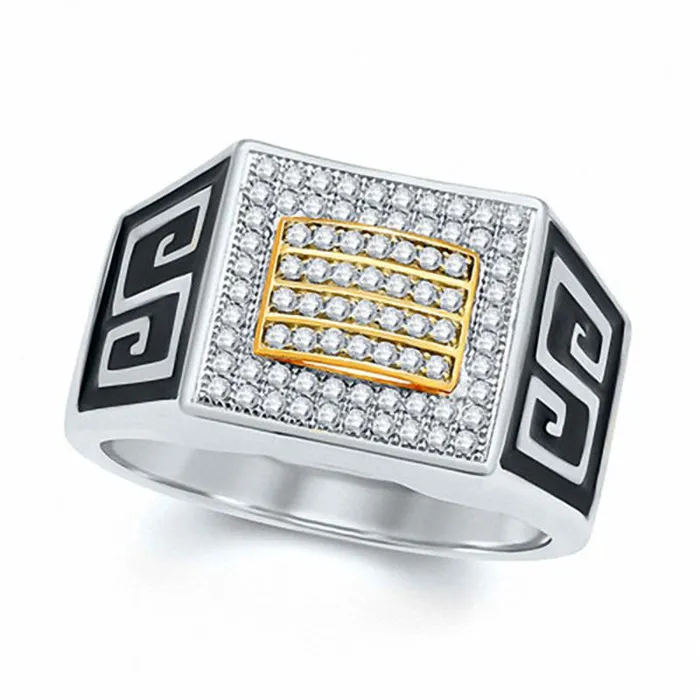 Goldia Rings Mens 038 CT TW Natural Diamond Signet Ring in Solid 10K Two Tone Gold Goldia Rings Mens 038 CT TW Natural Diamond Signet Ring in Solid 10K Two Tone Gold