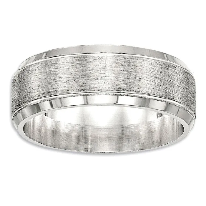 Goldia Rings Mens 80mm Beveled Edge Brushed Wedding Band in Sterling Silver Goldia Rings Mens 80mm Beveled Edge Brushed Wedding Band in Sterling Silver