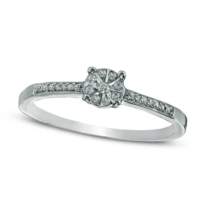 Goldia Rings Natural Diamond Accent Promise Ring in Solid 10K White Gold