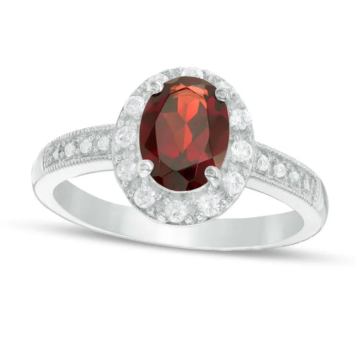 Goldia Rings Oval Garnet and LabCreated White Sapphire Frame Antique VintageStyle Ring in Sterling Silver Goldia Rings Oval Garnet and LabCreated White Sapphire Frame Antique VintageStyle Ring in Sterling Silver