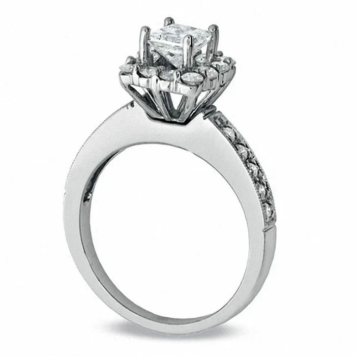 Goldia Rings Previously Owned 063 CT TW PrincessCut Natural Diamond Frame Antique VintageStyle Engagement Ring in Solid 14K White Gold Goldia Rings Previously Owned 063 CT TW PrincessCut Natural Diamond Frame Antique VintageStyle Engagement Ring in Solid 14K White Gold