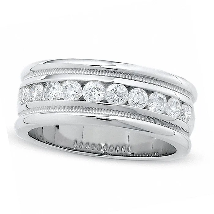 Goldia Rings Previously Owned Mens 10 CT TW Natural Diamond Milgrain Band in Solid 14K White Gold Goldia Rings Previously Owned Mens 10 CT TW Natural Diamond Milgrain Band in Solid 14K White Gold