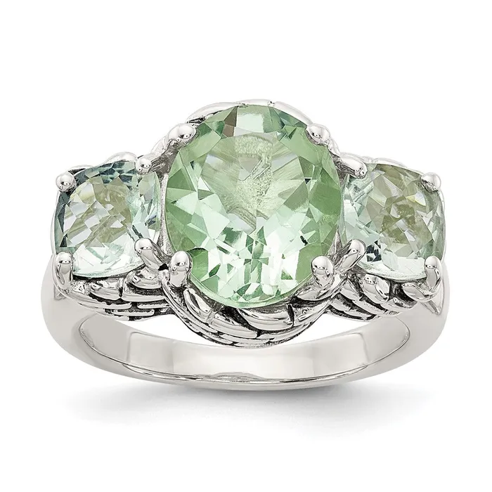 Goldia Rings Shey Couture Sterling Silver Antiqued Oval and Round Green Quartz Ring Goldia Rings Shey Couture Sterling Silver Antiqued Oval and Round Green Quartz Ring