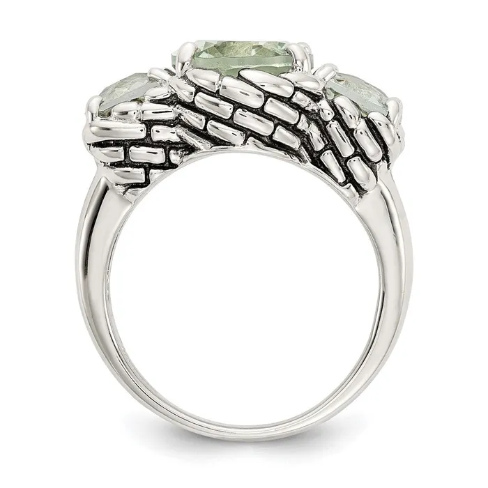 Goldia Rings Shey Couture Sterling Silver Antiqued Oval and Round Green Quartz Ring