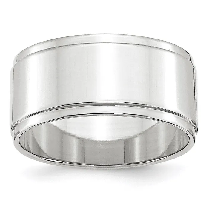 Goldia Rings Solid 10K White Gold 10mm Flat with Step Edge MensWomens Wedding Band Ring Size 45 Goldia Rings Solid 10K White Gold 10mm Flat with Step Edge MensWomens Wedding Band Ring Size 45