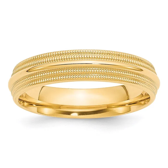 Goldia Rings Solid 10K Yellow Gold 5mm Double Milgrain Comfort Fit MensWomens Wedding Band Ring Size 55 Goldia Rings Solid 10K Yellow Gold 5mm Double Milgrain Comfort Fit MensWomens Wedding Band Ring Size 55
