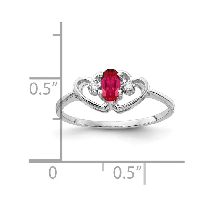 Goldia Rings Solid 14k White Gold 5x3mm Oval Simulated Ruby A CZ Ring
