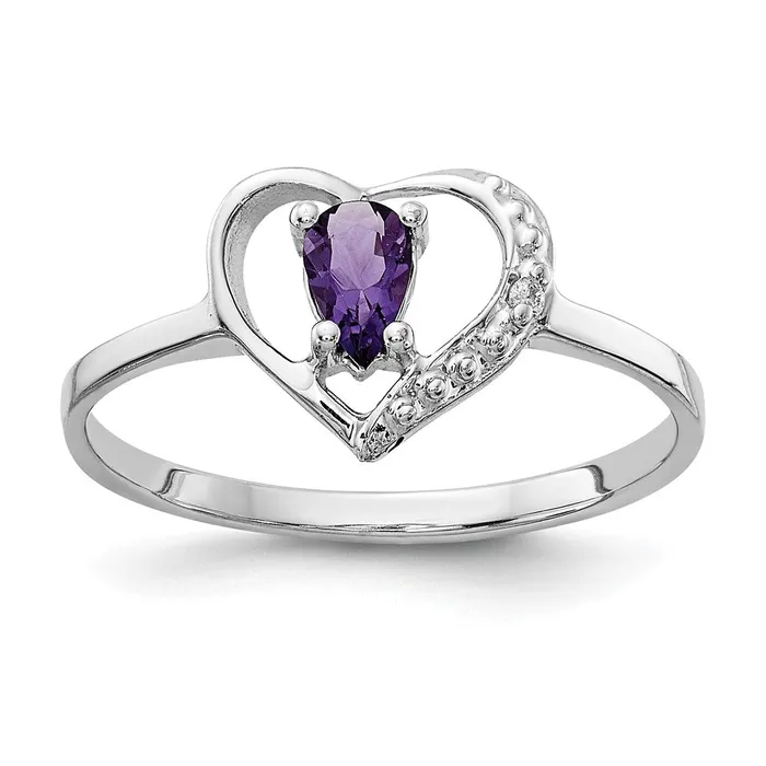 Goldia Rings Solid 14k White Gold 5x3mm Pear Simulated Amethyst A CZ Ring