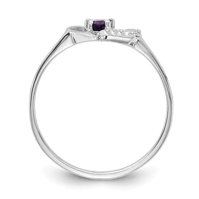 Goldia Rings Solid 14k White Gold 5x3mm Pear Simulated Amethyst A CZ Ring
