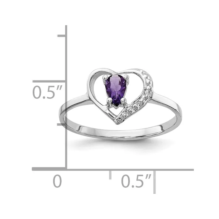 Goldia Rings Solid 14k White Gold 5x3mm Pear Simulated Amethyst A CZ Ring